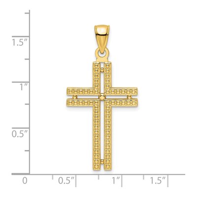 14K Yellow Gold Beaded Cross Pendant – view 5