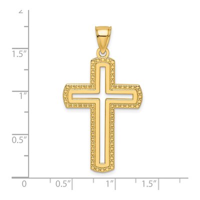 14K Yellow Gold Large Beaded Cut-Out Cross Pendant – view 4