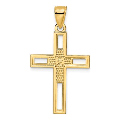 14K Yellow Gold Beaded Double Cross Pendant – view 5