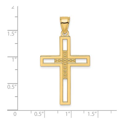 14K Yellow Gold Beaded Double Cross Pendant – view 4