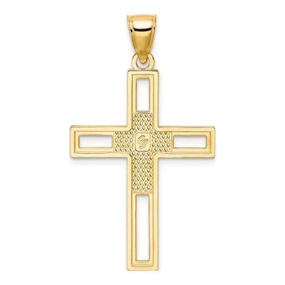 14K Yellow Gold Beaded Double Cross Pendant – view 5