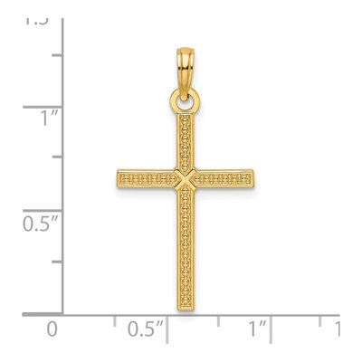 14K Yellow Gold Beaded Cross Pendant – view 4