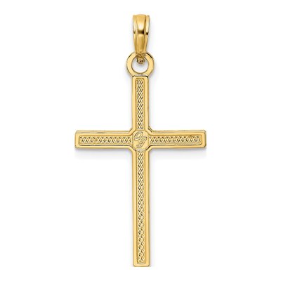 14K Yellow Gold Beaded Cross Pendant – view 5