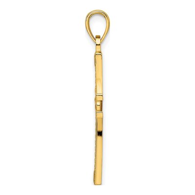 14K Yellow Gold Beaded Cross Pendant – view 3