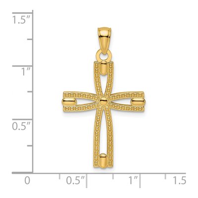 14K Yellow Gold Beaded Cross Pendant – view 4