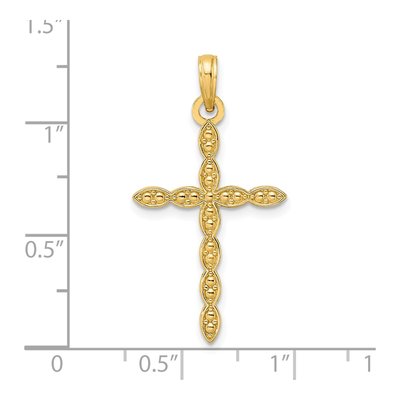 14K Yellow Gold Beaded Cross Pendant – view 4