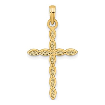 14K Yellow Gold Beaded Cross Pendant – view 5