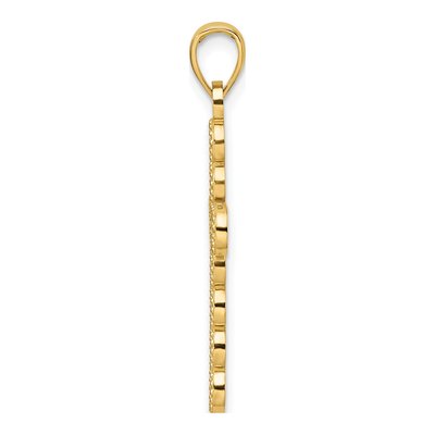 14K Yellow Gold Beaded Circles Cross Pendant – view 3