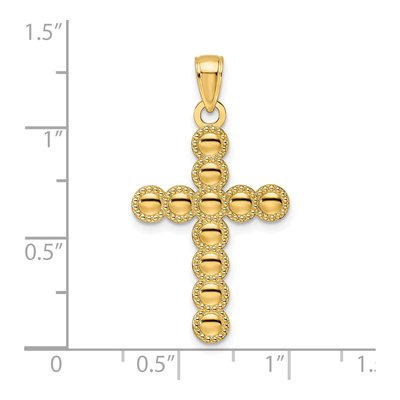 14K Yellow Gold Beaded Circles Cross Pendant – view 4