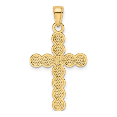 14K Yellow Gold Beaded Circles Cross Pendant – view 5