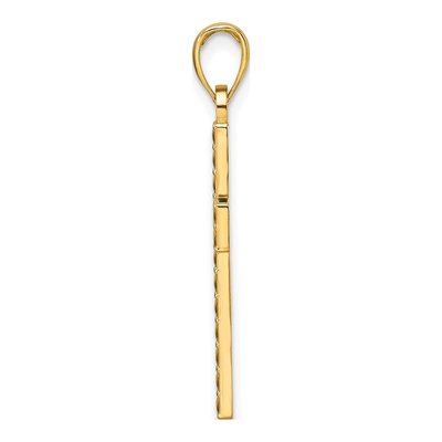 14K Yellow Gold Textured Cross Pendant – view 3