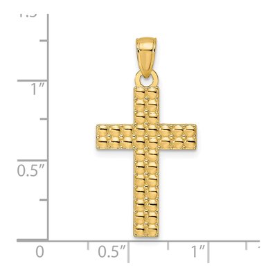 14K Yellow Gold Textured Cross Pendant – view 4