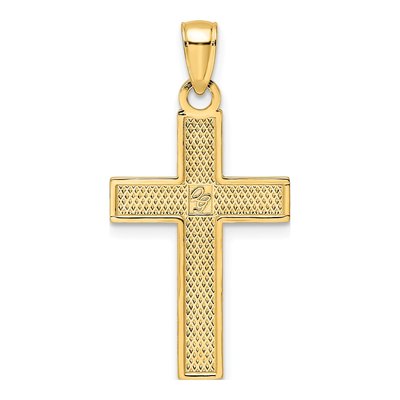 14K Yellow Gold Textured Cross Pendant – view 5