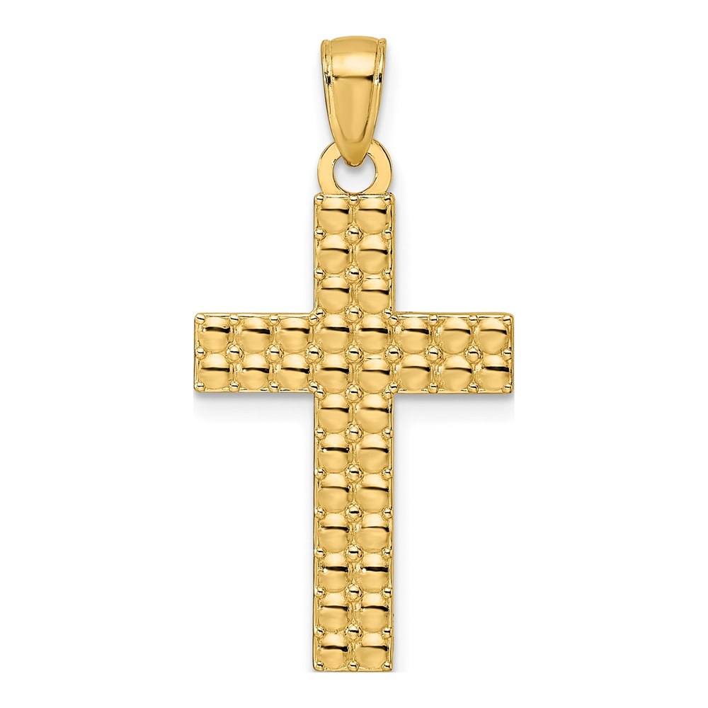 14K Yellow Gold Textured Cross Pendant