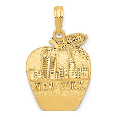 14K Yellow Gold NY Skyline Apple Pendant