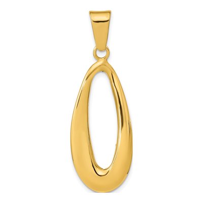 14K Yellow Gold Oval Hoop Pendant