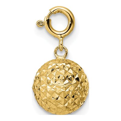 14K Yellow Gold Diamond-Cut Ball Charm