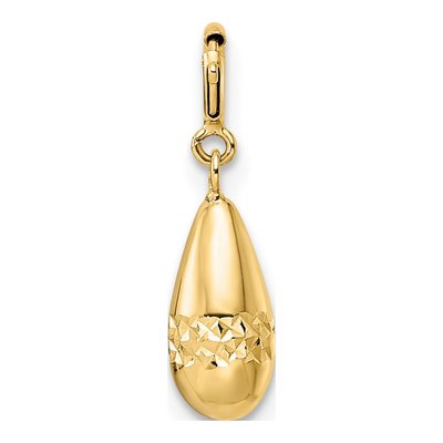 14K Yellow Gold Diamond-Cut Teardrop Charm – view 3