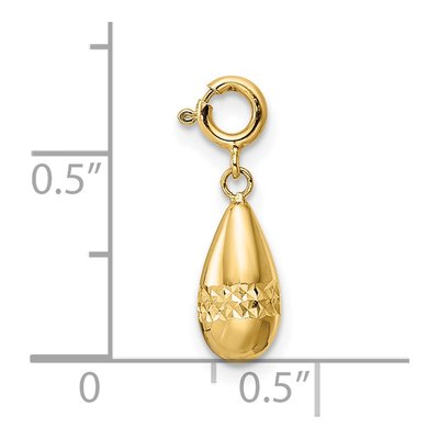 14K Yellow Gold Diamond-Cut Teardrop Charm – view 4