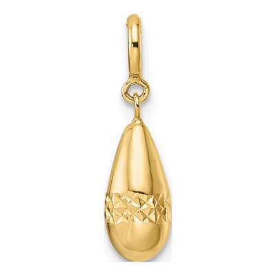 14K Yellow Gold Diamond-Cut Teardrop Charm – view 5
