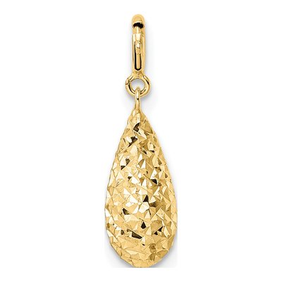 14K Yellow Gold Diamond-Cut Teardrop Charm – view 3