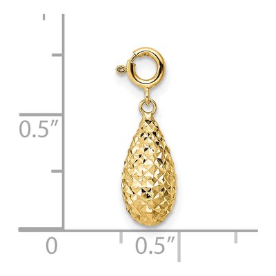 14K Yellow Gold Diamond-Cut Teardrop Charm – view 4