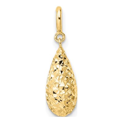 14K Yellow Gold Diamond-Cut Teardrop Charm – view 5