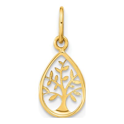 14K Yellow Gold Tree of Life Teardrop Pendant – view 5