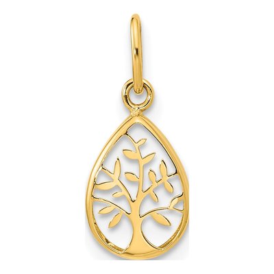 14K Yellow Gold Tree of Life Teardrop Pendant