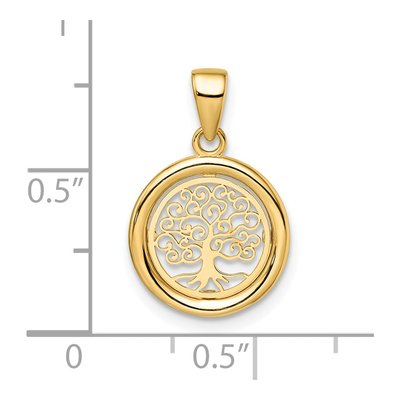 14K Yellow Gold Tree of Life Circle Pendant – view 4