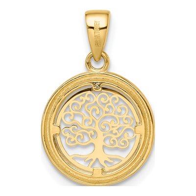 14K Yellow Gold Tree of Life Circle Pendant – view 5