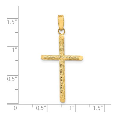 14K Yellow Gold Textured Fancy Cross Pendant – view 4