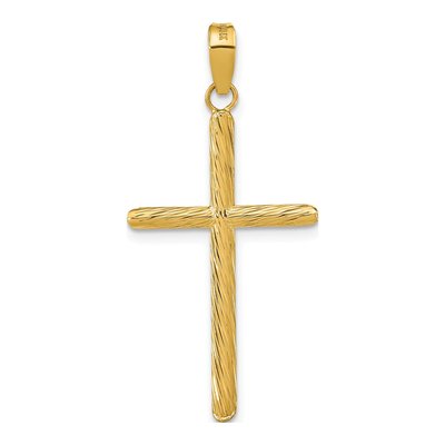 14K Yellow Gold Textured Fancy Cross Pendant – view 5