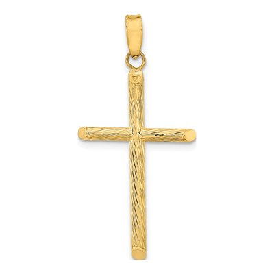 14K Yellow Gold Textured Fancy Cross Pendant