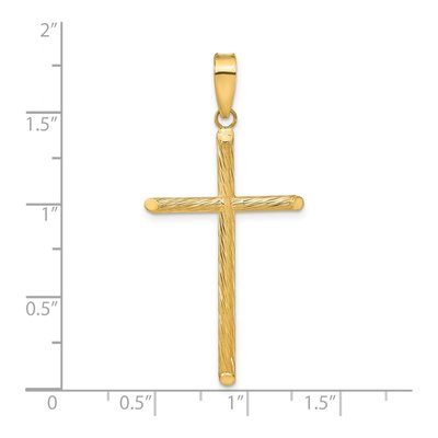 14K Yellow Gold Textured Cross Pendant – view 4