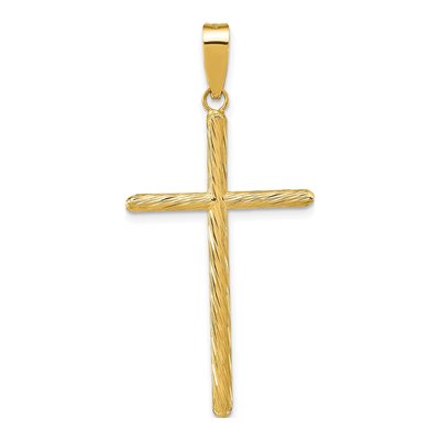 14K Yellow Gold Textured Cross Pendant – view 5