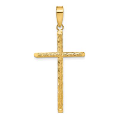 14K Yellow Gold Textured Cross Pendant