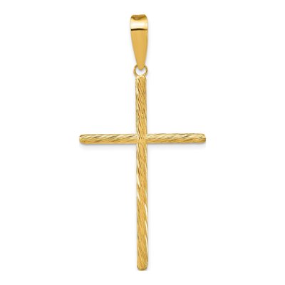 14K Yellow Gold Textured Fancy Cross Pendant – view 5