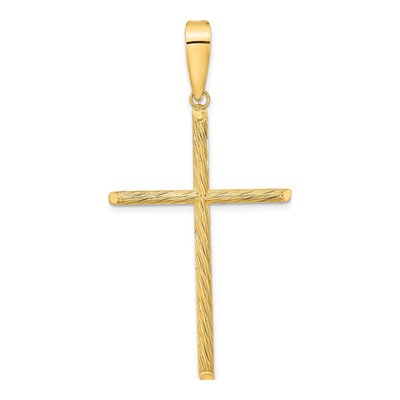 14K Yellow Gold Textured Fancy Cross Pendant