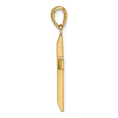 14K Yellow Gold Beveled Small Latin Cross Pendant – view 3