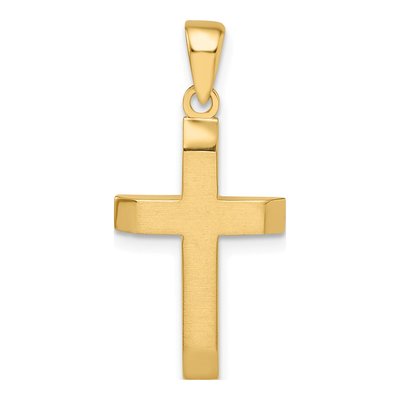 14K Yellow Gold Beveled Small Latin Cross Pendant