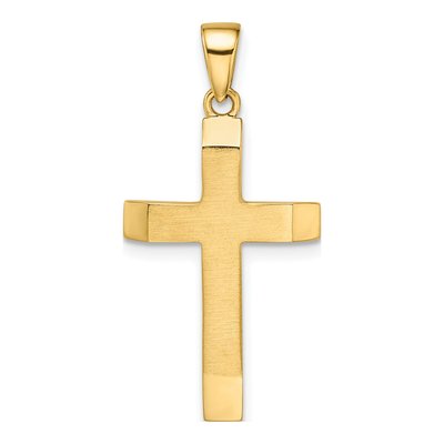 14K Yellow Gold Beveled Latin Cross Pendant