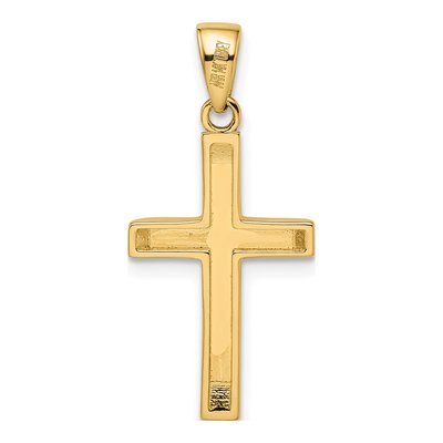 14K Two-Tone Yellow And Rose Gold With White Rhodium Beveled Medium Crucifix Pendant – view 5