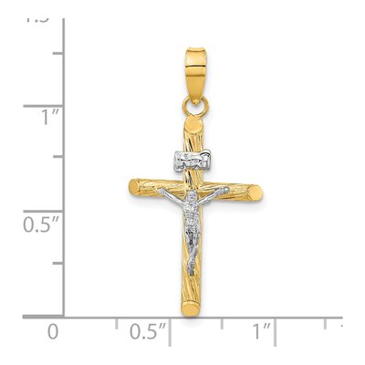 14K Yellow Gold INRI Crucifix Cross Pendant – view 4