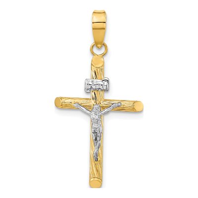 14K Yellow Gold INRI Crucifix Cross Pendant