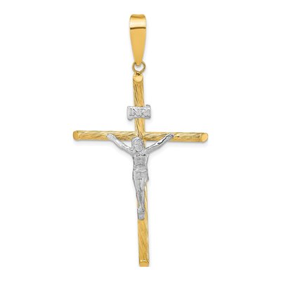 14K Yellow Gold INRI Crucifix Cross Pendant