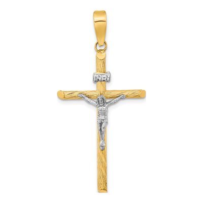14K Yellow Gold INRI Crucifix Cross Pendant