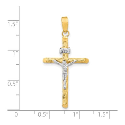 14K Yellow Gold INRI Crucifix Cross Pendant – view 4