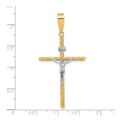 14K Yellow Gold INRI Crucifix Cross Pendant – view 4