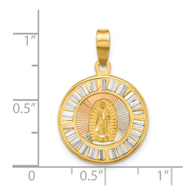 14K Yellow Gold CZ Our of Guadalupe Pendant – view 4